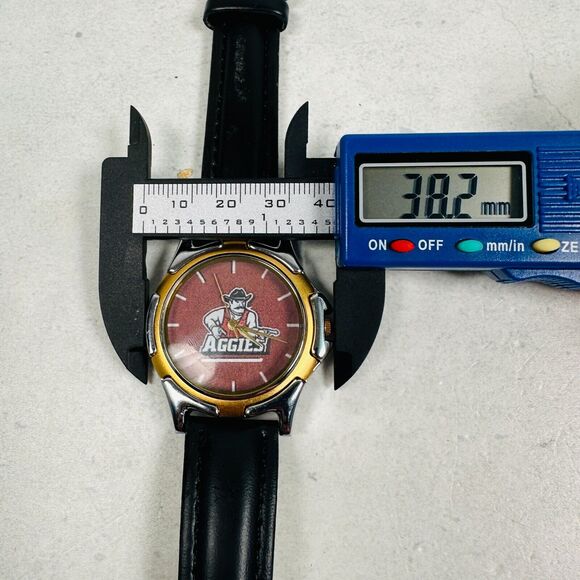 New Mexico State Watch Mens 38mm Aggies Red Two Town Leather Band New Battery - Picture 9 of 10